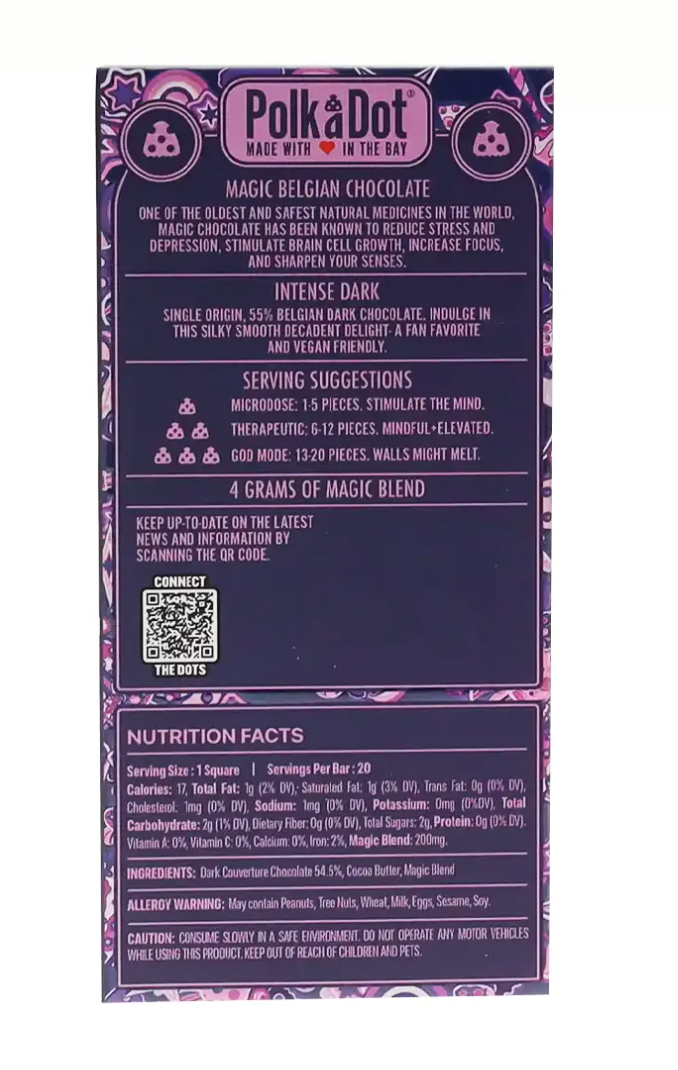 Intense Dark PolkaDot Magic Mushroom Belgian White Chocolate 2 Intense Dark PolkaDot Magic Mushroom Belgian White Chocolate