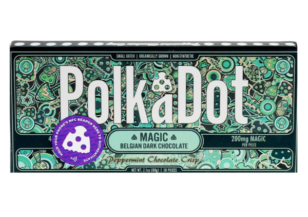 Peppermint Chocolate Crisp PolkaDot Magic Mushroom Belgian Dark Chocolate